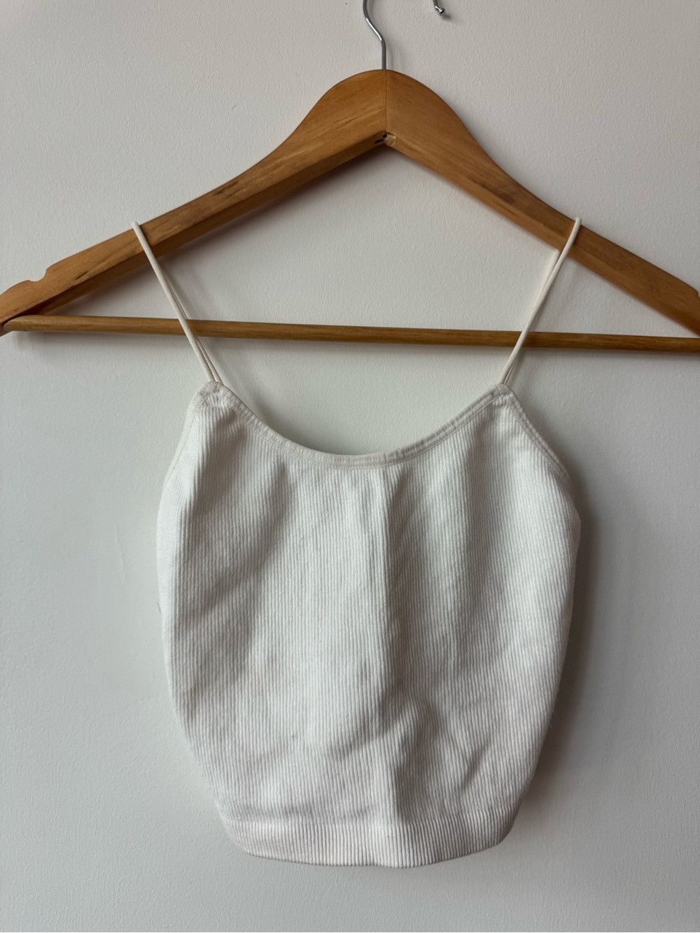 Streetwear Society White Ribbed Seamless Spaghetti Strap Cami Crop Top Small